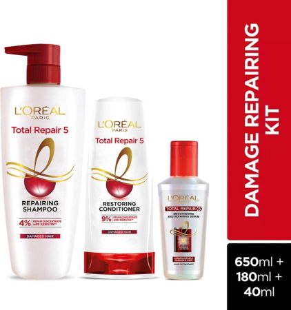 L'Oréal Paris Total Repair 5 Shampoo 650ml + Conditioner 180ml + Serum 40ml  (3 Items in the set)